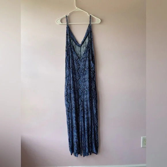 Free People Blue Snake Print Jumpsuit large - Picture 5 of 10